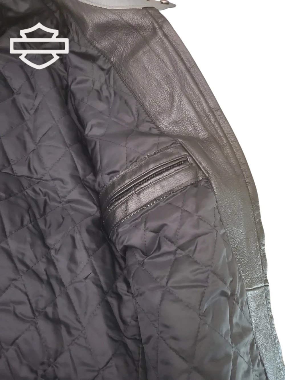 Harley-Davidson Road King Black and Gray Leather Riding Jacket - Picture 7 of 15